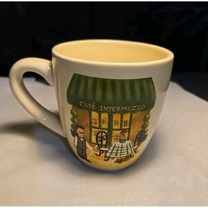Vintage Hand Made For Nonni's Coffee Tea‎ Mug Cafe Intermezzo Green Awning GUC
